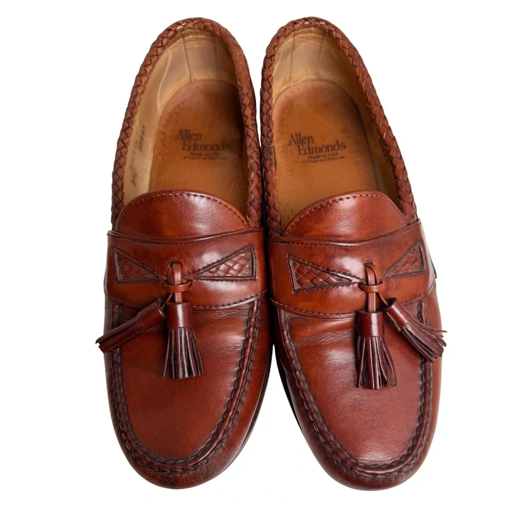 Allen Edmonds Maxfield Tassel Loafers Brown Leather Made USA Men’s 8.5D